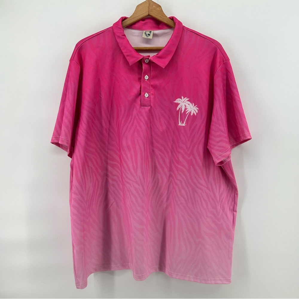 Hardaddy Golf Polo Shirt Mens Size‎ 3XL Pink Palm Tree Short Sleeve